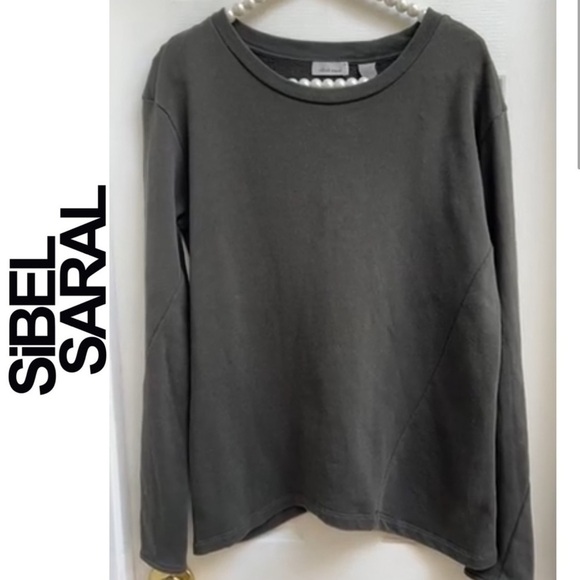Sibel Saral Ribbed Cotton Asymmetrical Hem Sweatshirt M - Picture 1 of 5